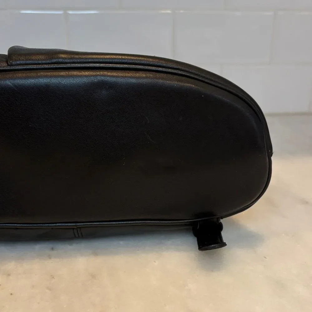 Tignanello Black Leather Sling Backpack Convertible Travel Bag